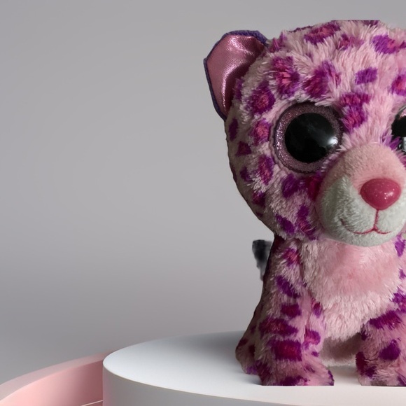TY Beanie Boos Glamour The Leopard Pink & Purple 9” Beanie Plush Glitter Eyes. - Picture 6 of 11